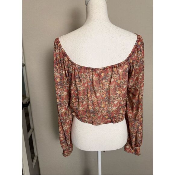 Willow and Root Sheer Floral Adjustable Crop Top Medium - Picture 4 of 8